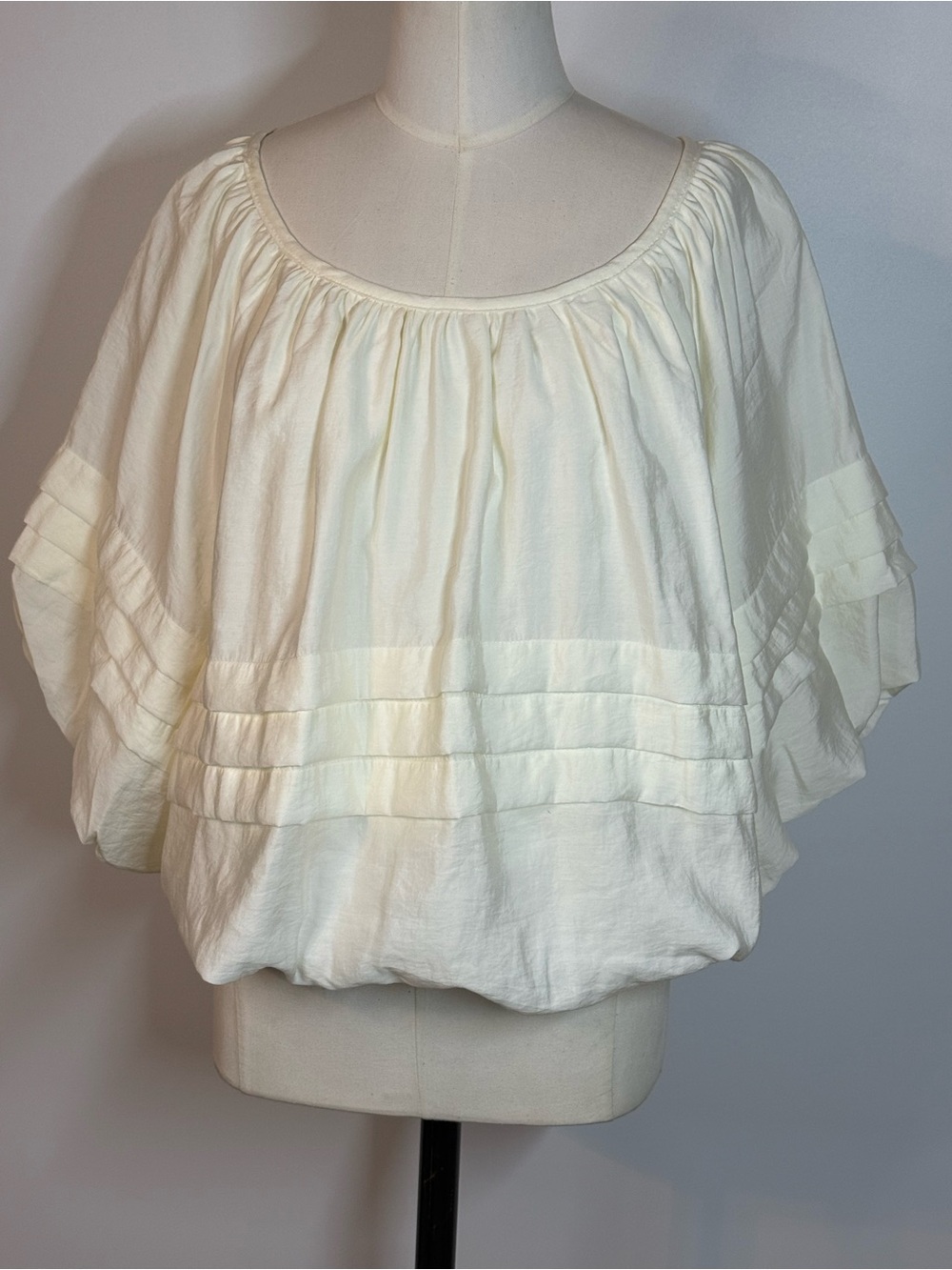 Maeve Women's Cream Peasant Blouse - Lightweight Gathered Top